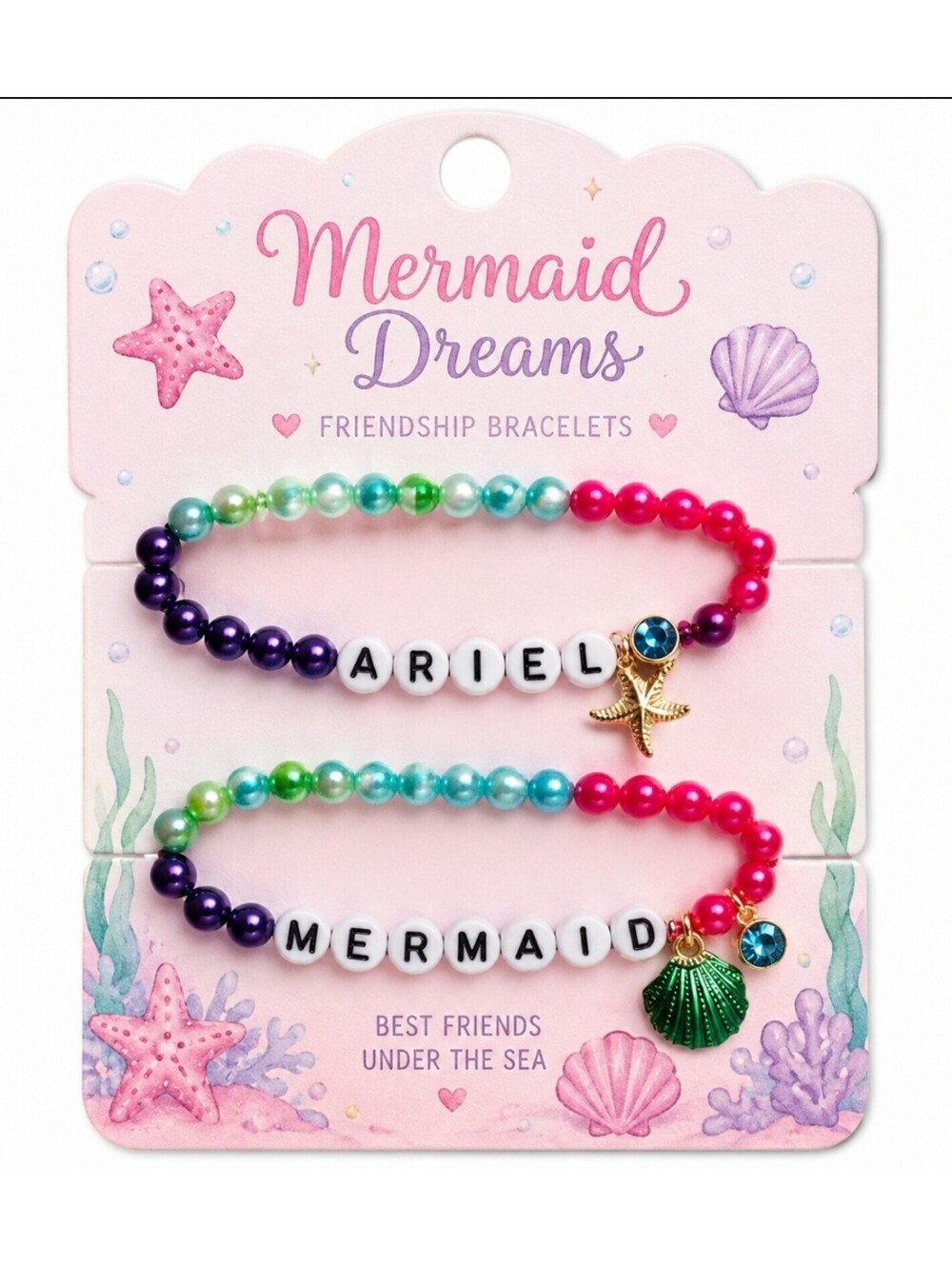 The Little Mermaid Ariel Best Friend Friendship Stackable Bracelet Set